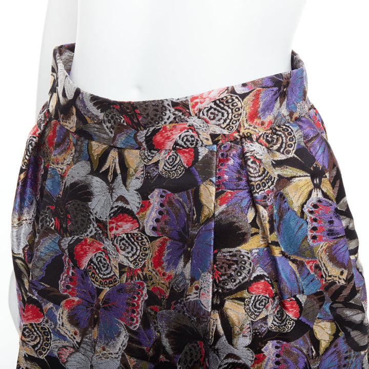 VALENTINO purple silk blend butterfly jacquard high waisted skirt IT38 XS