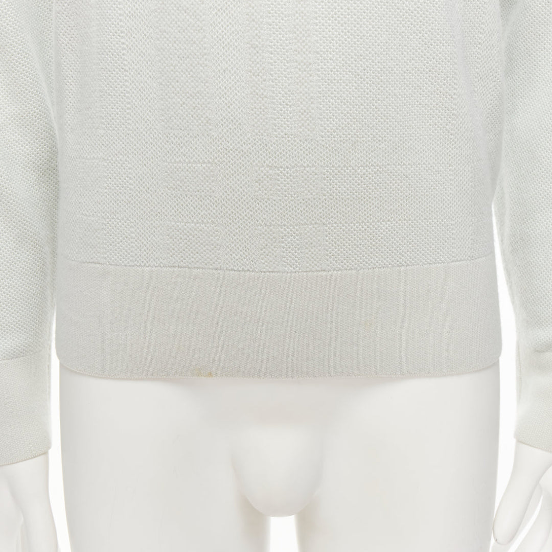 LORO PIANA light green silk cashmere big checkered knitted sweater IT48 M