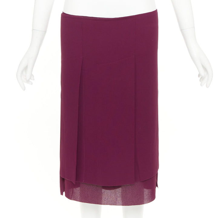 COMME DES GARCONS 1998 Vintage burgundy layered darted pleat self wrap skirt S
