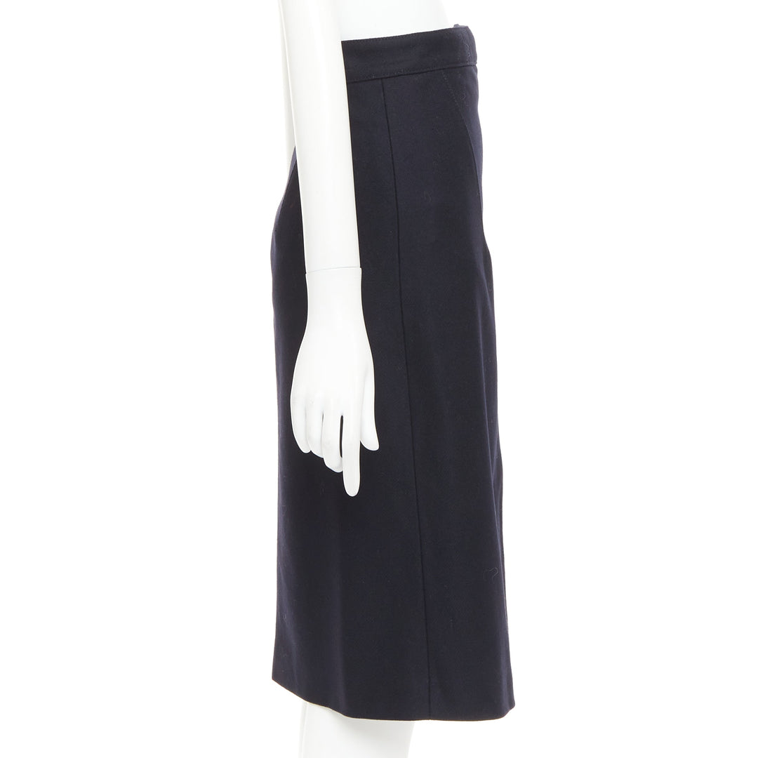 ACNE STUDIOS 2016 Panna Wool black silver asymmetric zip knee skirt FR32 XXS