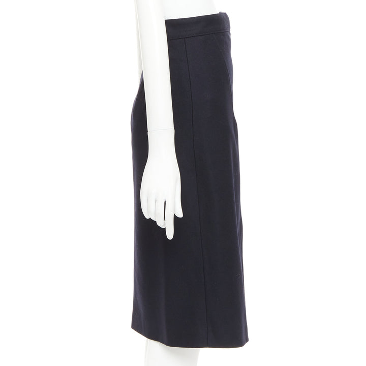 ACNE STUDIOS 2016 Panna Wool black silver asymmetric zip knee skirt FR32 XXS