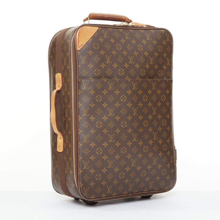 LOUIS VUITTON Vintage P√©gase 55 brown monogram canvas rolling carry on luggage