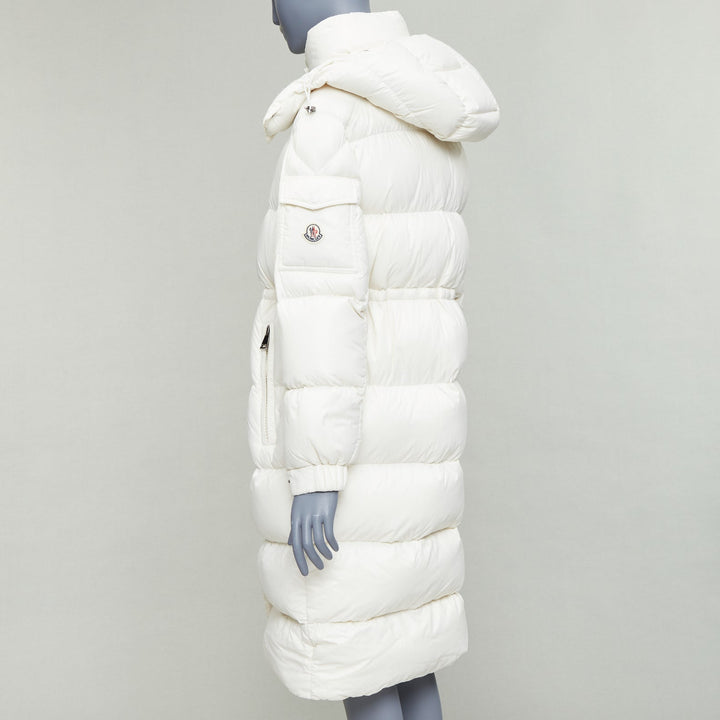 MONCLER Cavettaz Giubbotto off white goose down long puffer coat Sz1