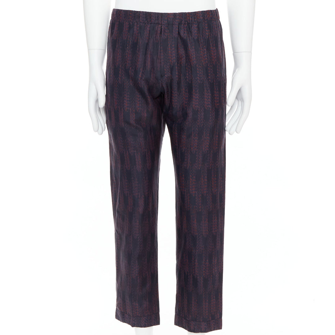 Male mannequin wearing Dries Van Noten Black Silk Men Pants in Size IT46 | Available at JHROP