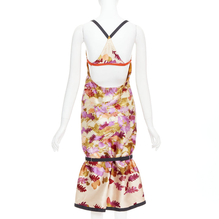 rare PRADA 1999 Runway Vintage neoprene duchess floral bondage dress IT38 XS