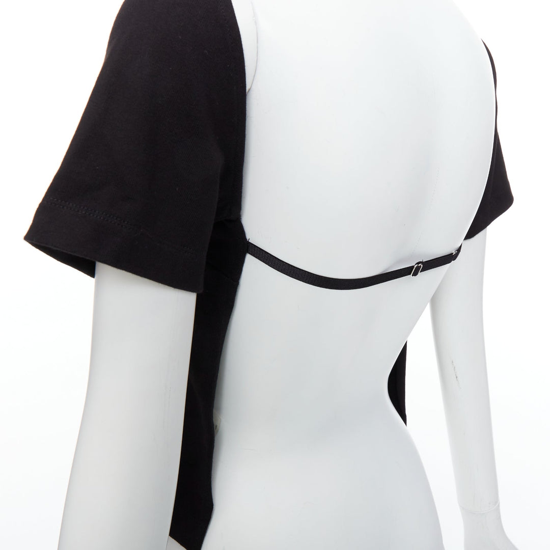 T ALEXANDER WANG black cotton open back bra strap crop top XS