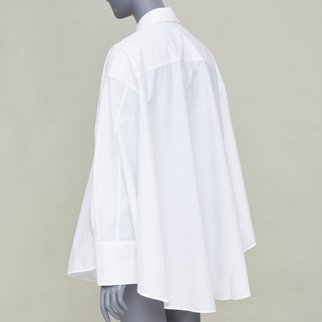 VALENTINO 2022 Cocoon Bianco Ottico white cotton poplin cocoon shirt IT38 XS