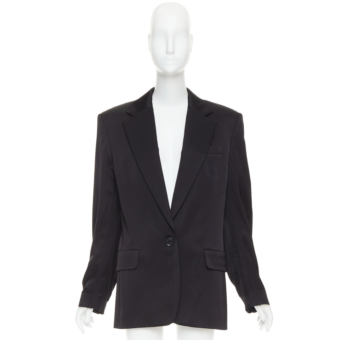 ALEXANDRE VAUTHIER black viscose flap pockets oversized blazer jacket FR40 L