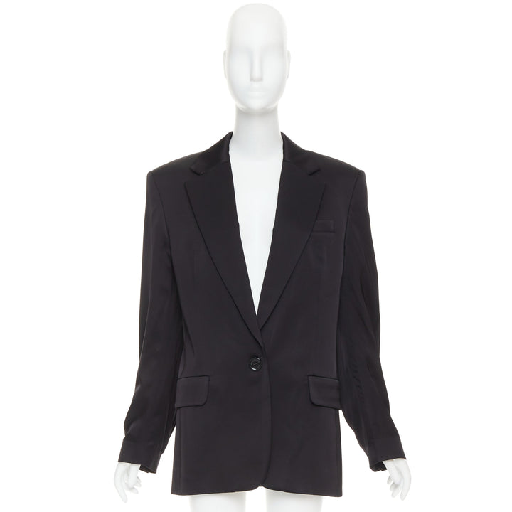 ALEXANDRE VAUTHIER black viscose flap pockets oversized blazer jacket FR40 L