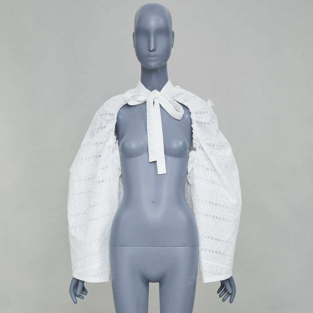 TAO COMME DES GARCONS 2021 white broderie anglaise sleeve cape pelerine bolero