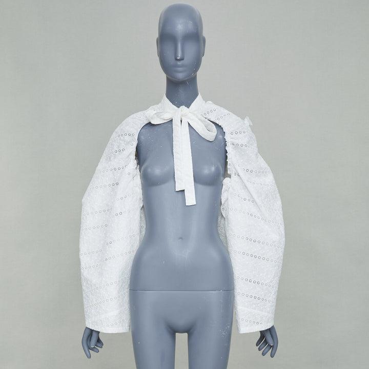 TAO COMME DES GARCONS 2021 white broderie anglaise sleeve cape pelerine bolero