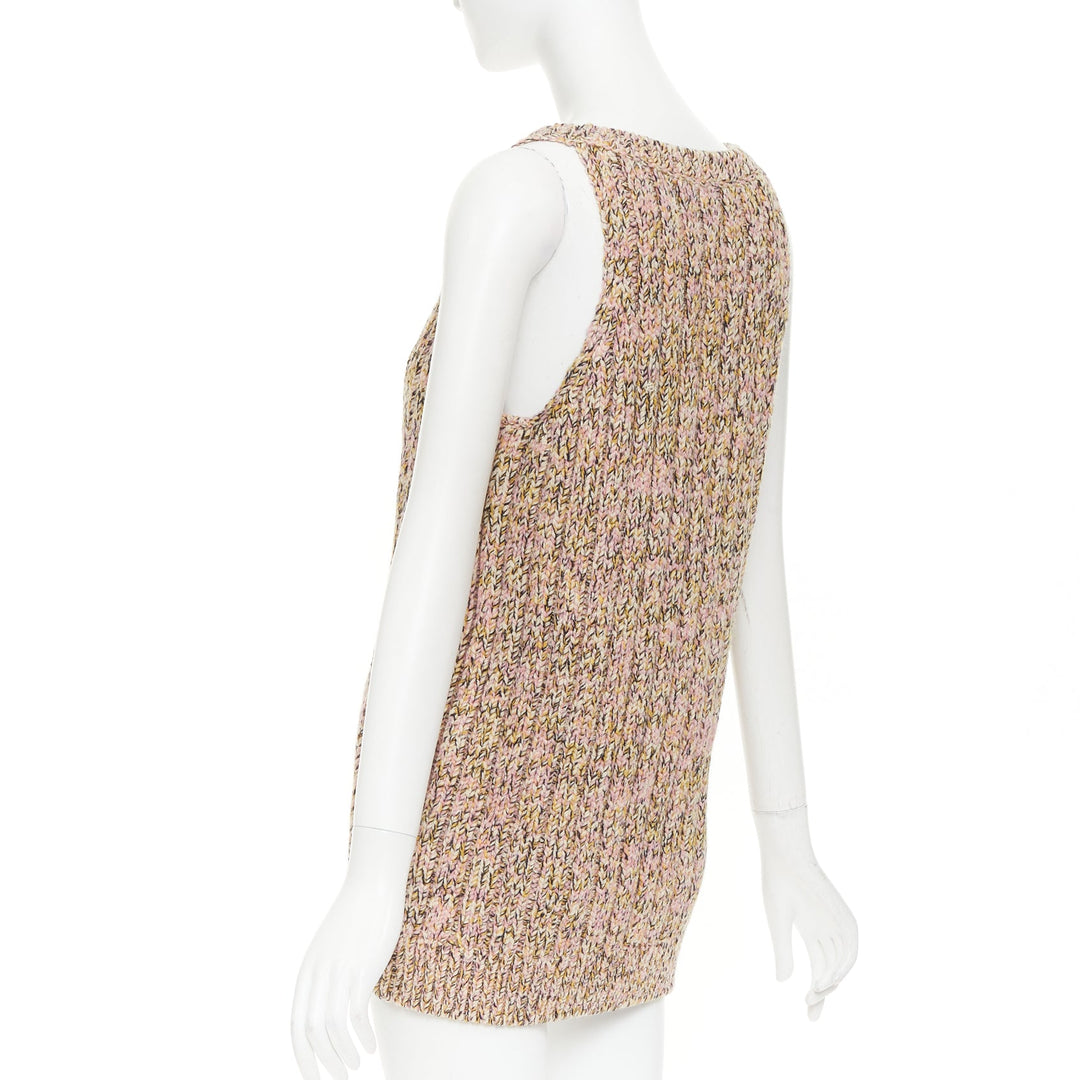 GUCCI 2024 pink marl chunky wool blend knit scoop neck tank tunic S