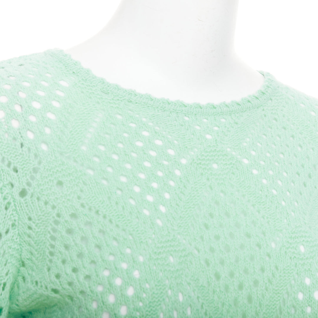SALVATORE FERRAGAMO green virgin wool cashmere tie belt knit sweater XL
