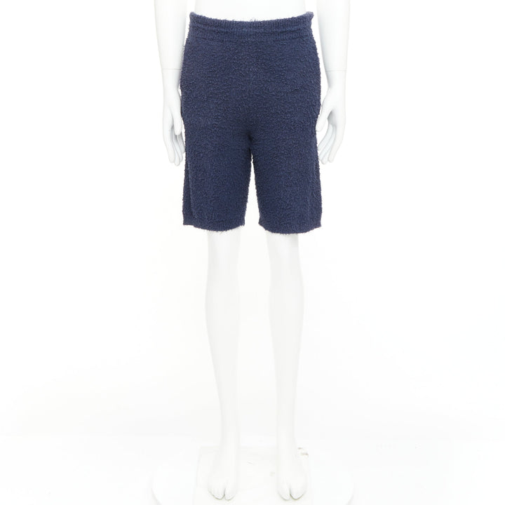 MAISON MARGIELA 2015 navy blue cotton boucle pilled towelling Bermuda shorts M