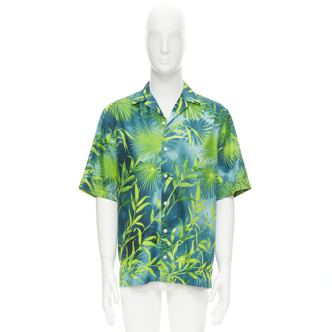 VERSACE 2020 Iconic JLo Jungle print green tropical print shirt EU41 XL