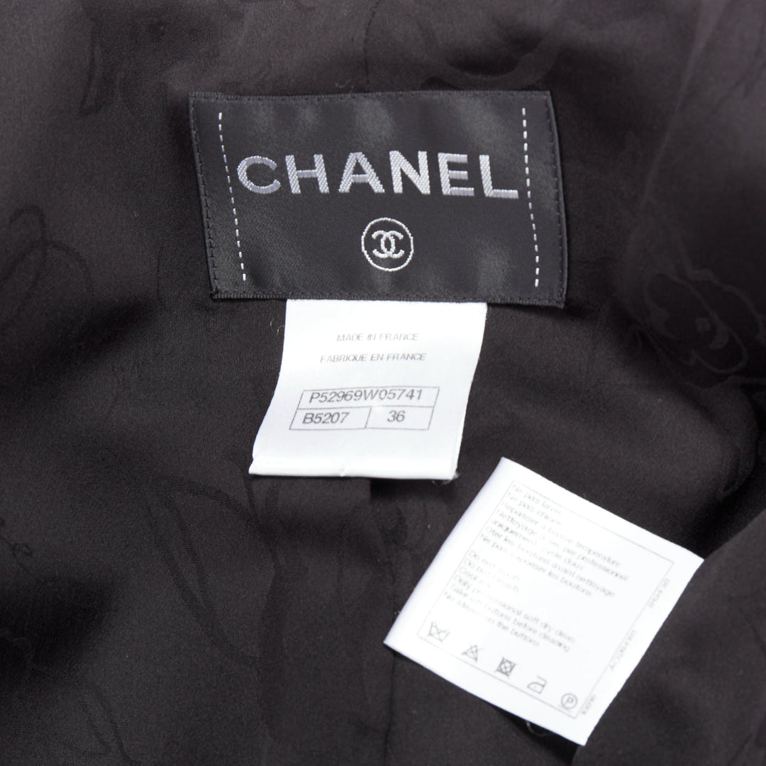 CHANEL 16C Paris Seoul Runway navy white silk cotton hanbok jacket FR36 S
