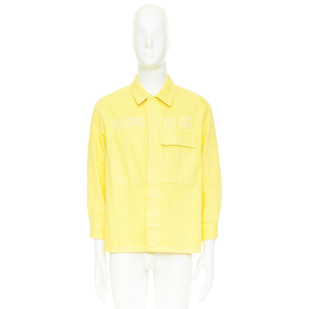 DIOR HOMME 2020 yellow 1947 logo embroidered cotton denim shirt jacket EU46 S