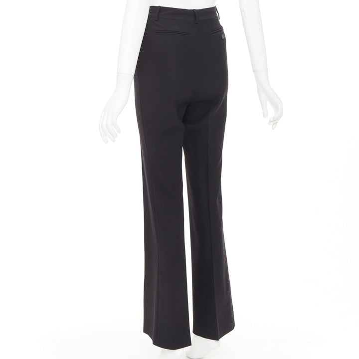 GUCCI Tom Ford black wooly curved pocket high waist flare trousers IT38 XS