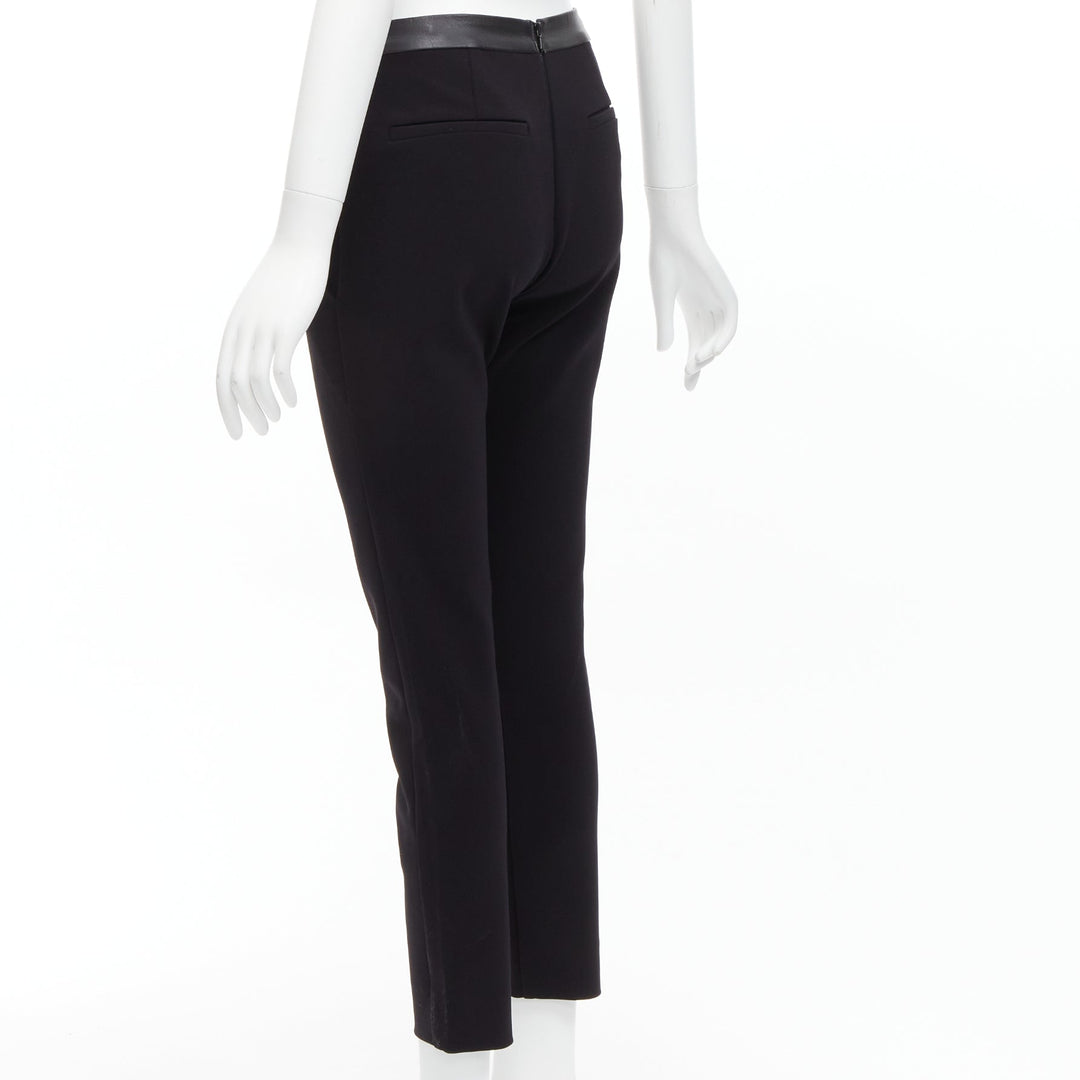 DION LEE black leather waistband wrap detail cropped pants trousers UK6 XS