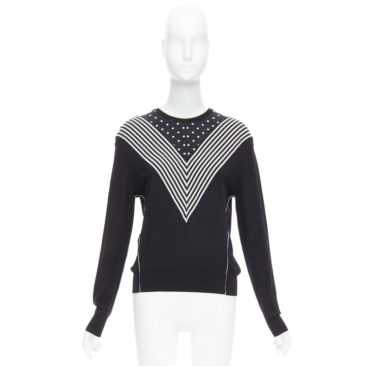 STELLA MCCARTNEY 2016 black white virgin wool silk trim long sleeve sweater
