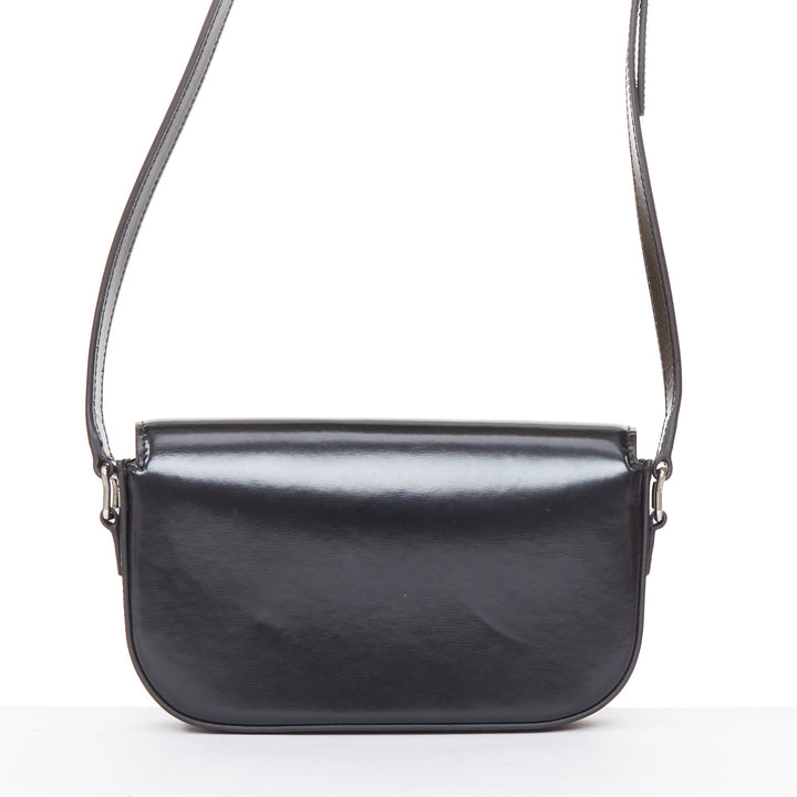 CELINE 2020 Besace Triomphe black glossed calfskin leather silver hardware bag