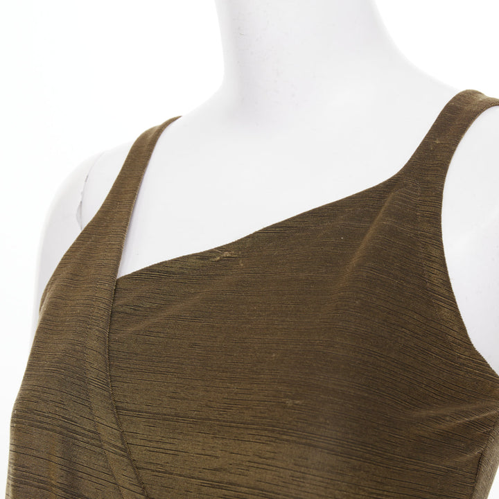 EMPORIO ARMANI Vintage gold textured metallic look crossover wrap dress IT38 XS