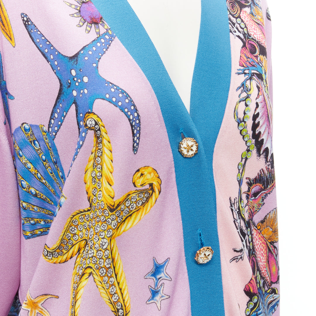 VERSACE 2021 Tresor De La Mer pink starfish knit cardigan top IT40 S