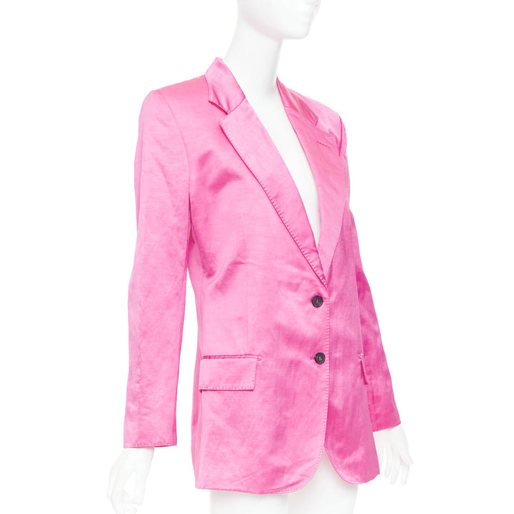 TOM FORD orchid pink satin handstitched lapel oversized blazer jacket IT36 XXS