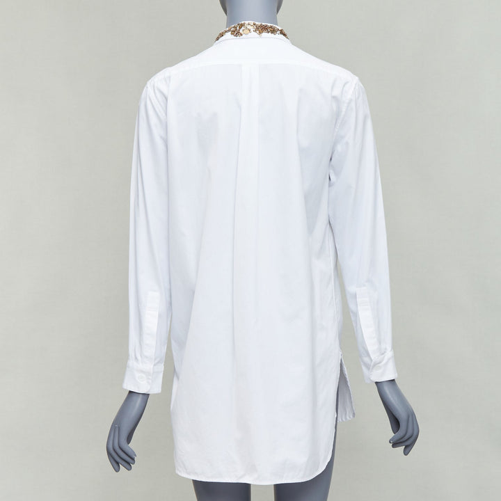 Y'S YOHJI YAMAMOTO white gold sequinned collar popover shirt JP1 S