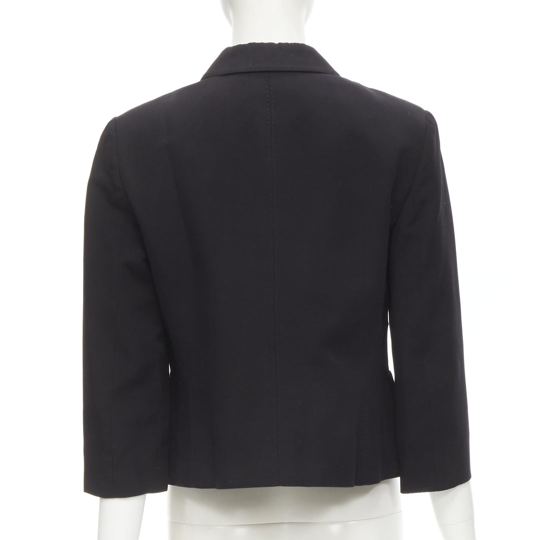 VALENTINO Vintage copper tone square buttons black cropped blazer IT44 L