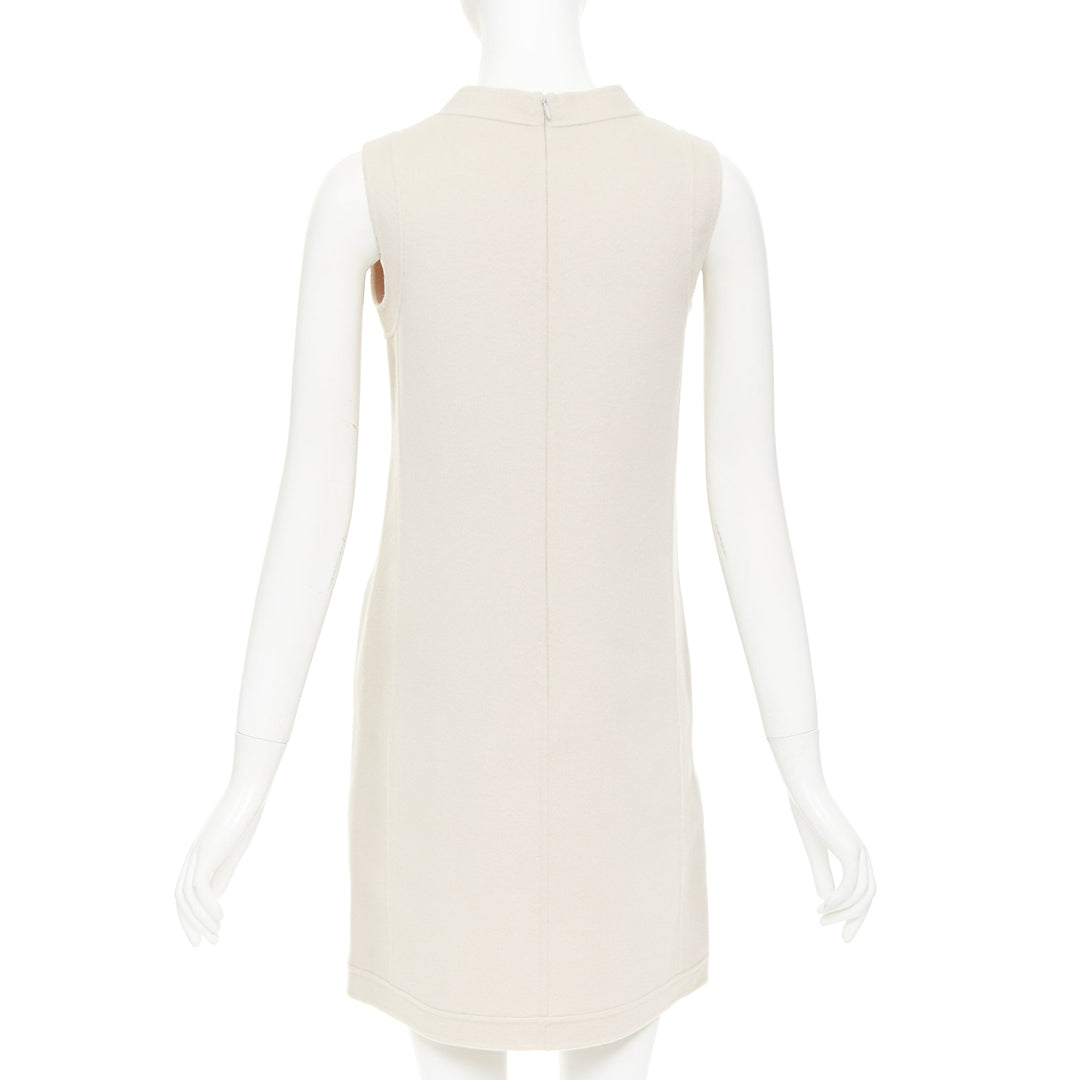 MAX MARA S' light grey virgin wool angora snap button collar dress IT34 XXS
