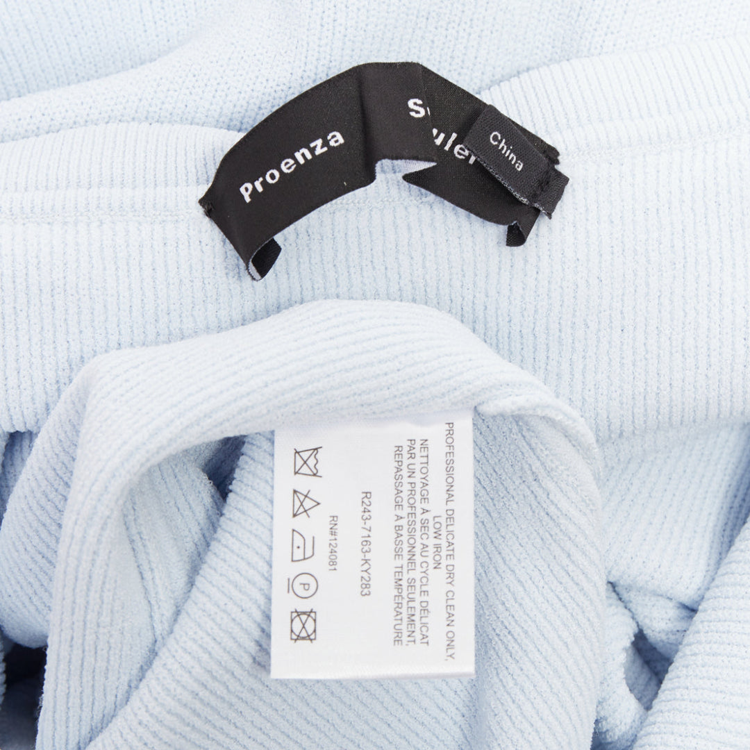 PROENZA SCHOULER 2022 Meryl light blue ribbed knit cotton blend dress L