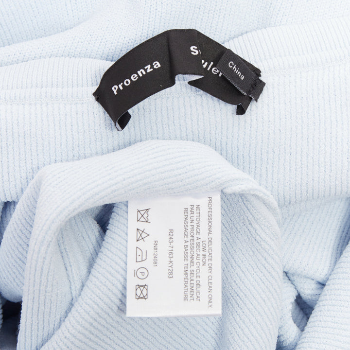 PROENZA SCHOULER 2022 Meryl light blue ribbed knit cotton blend dress L