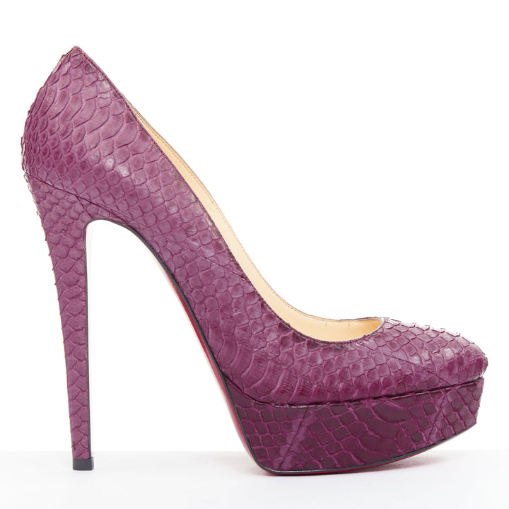 CHRISTIAN LOUBOUTIN Bianca 140 Amethyste purple watersnake platform pumps EU37