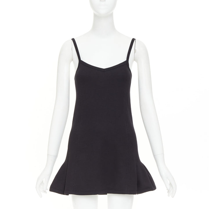 rare CHANEL 04P Sports Vintage CC logo black fleece flared pinafore dress FR36 S