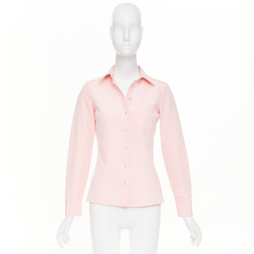 MICHAEL KORS Collection pastel pink silk cotton crystal button down top US0 XS
