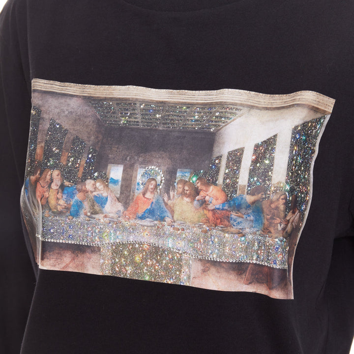 SARA SHAKEEL X BROWNS black cotton The Last Supper crystal dusted top S