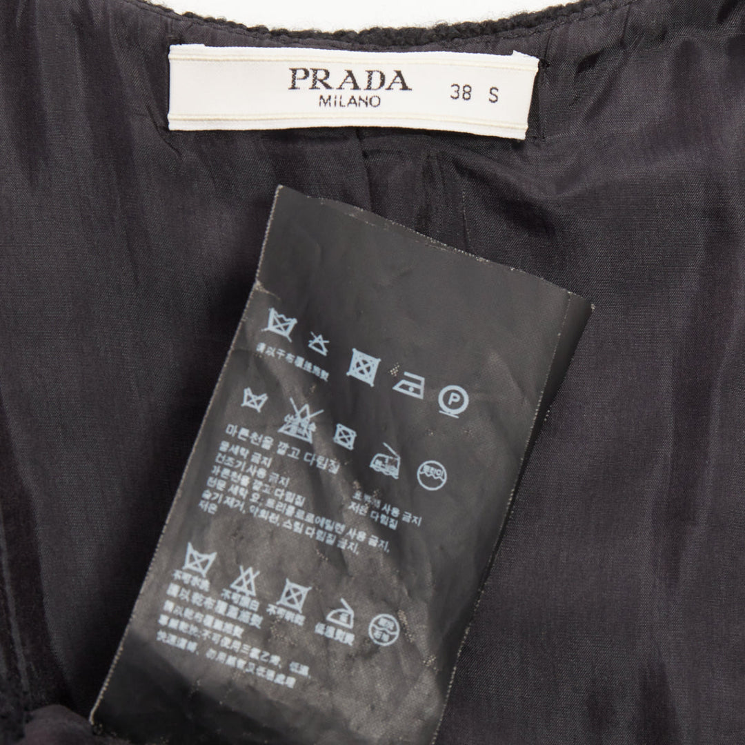 PRADA 2010 Runway black lace trim tiered bustier wool blend mini dress IT40 S