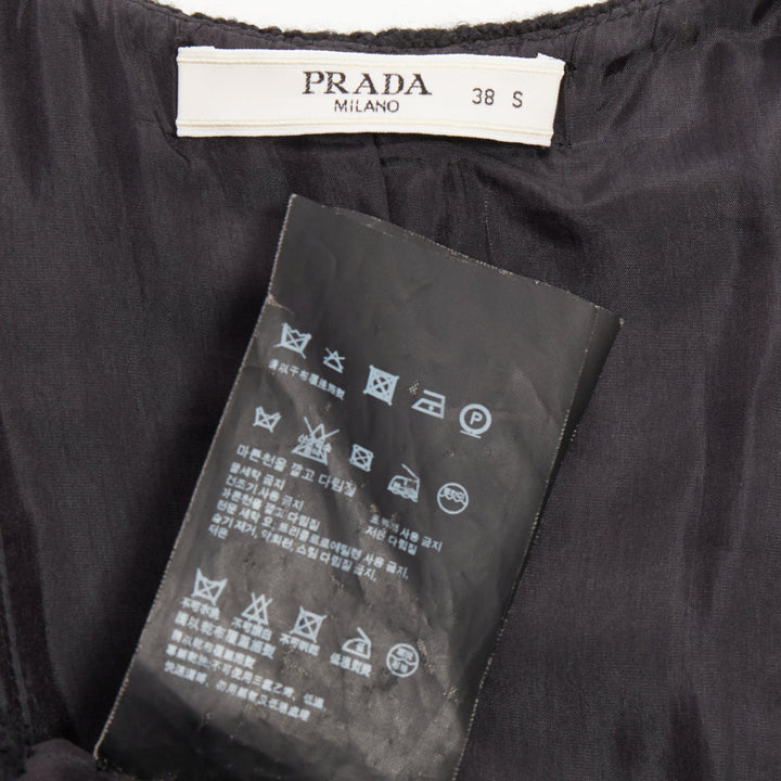 PRADA 2010 Runway black lace trim tiered bustier wool blend mini dress IT40 S