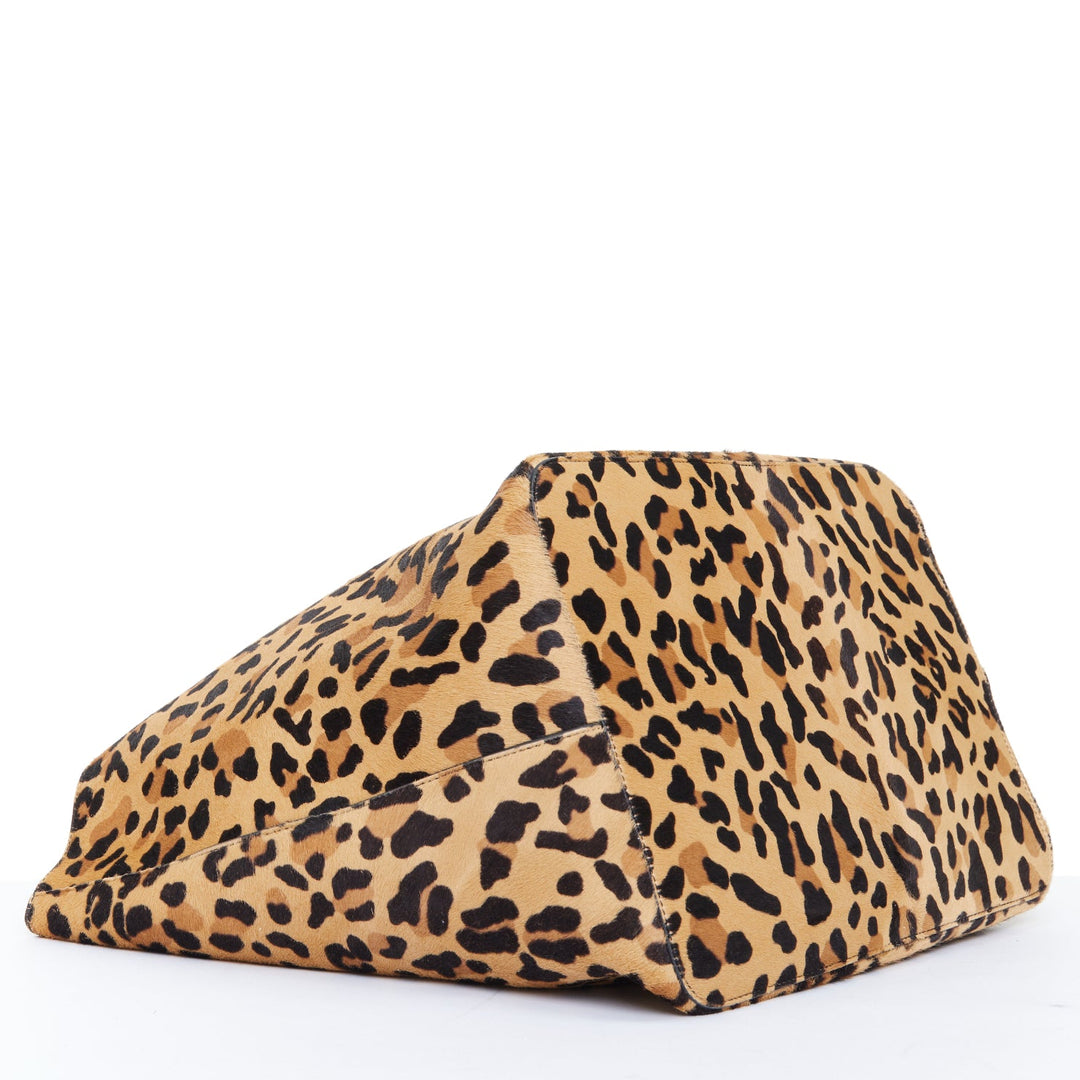 ALAIA 2025 Le Cabas Brun Sepia leopard print calf hair large open top tote bag