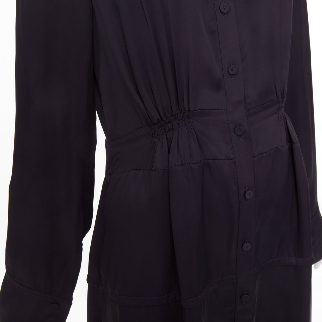 JIL SANDER W Dress 1 Viscose pleated long sleeve button shirt dress FR32 XXS
