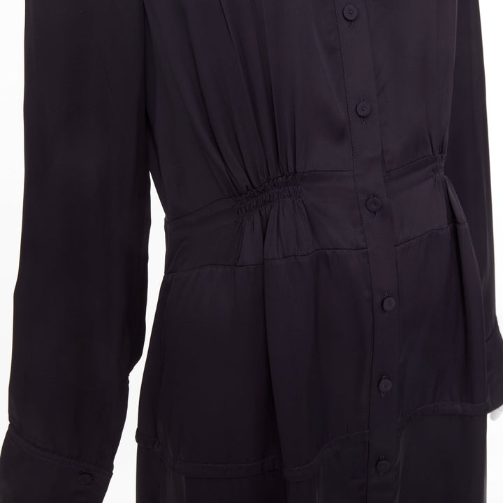 JIL SANDER W Dress 1 Viscose pleated long sleeve button shirt dress FR32 XXS