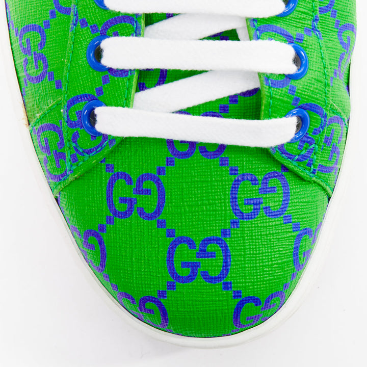 GUCCI Ace Supreme Joy Monogram green blue low top sneakers UK7.5 EU41.5