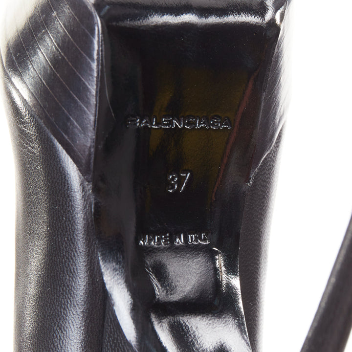 BALENCIAGA Chevreau Brilliant black calf leather sculpted platform pumps EU37
