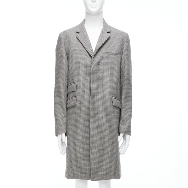 MARNI grey houndstooth wool blend invisible placket longline coat IT48 M