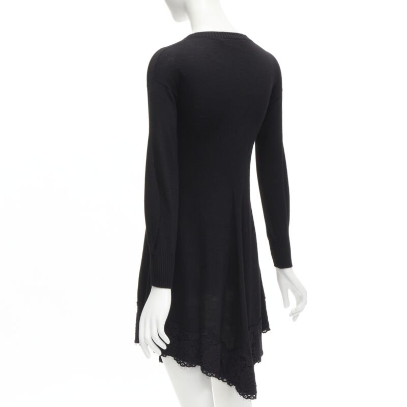 PHILOSOPHY DI LORENZO SERAFINI black lace trim sweater dress IT38 XS