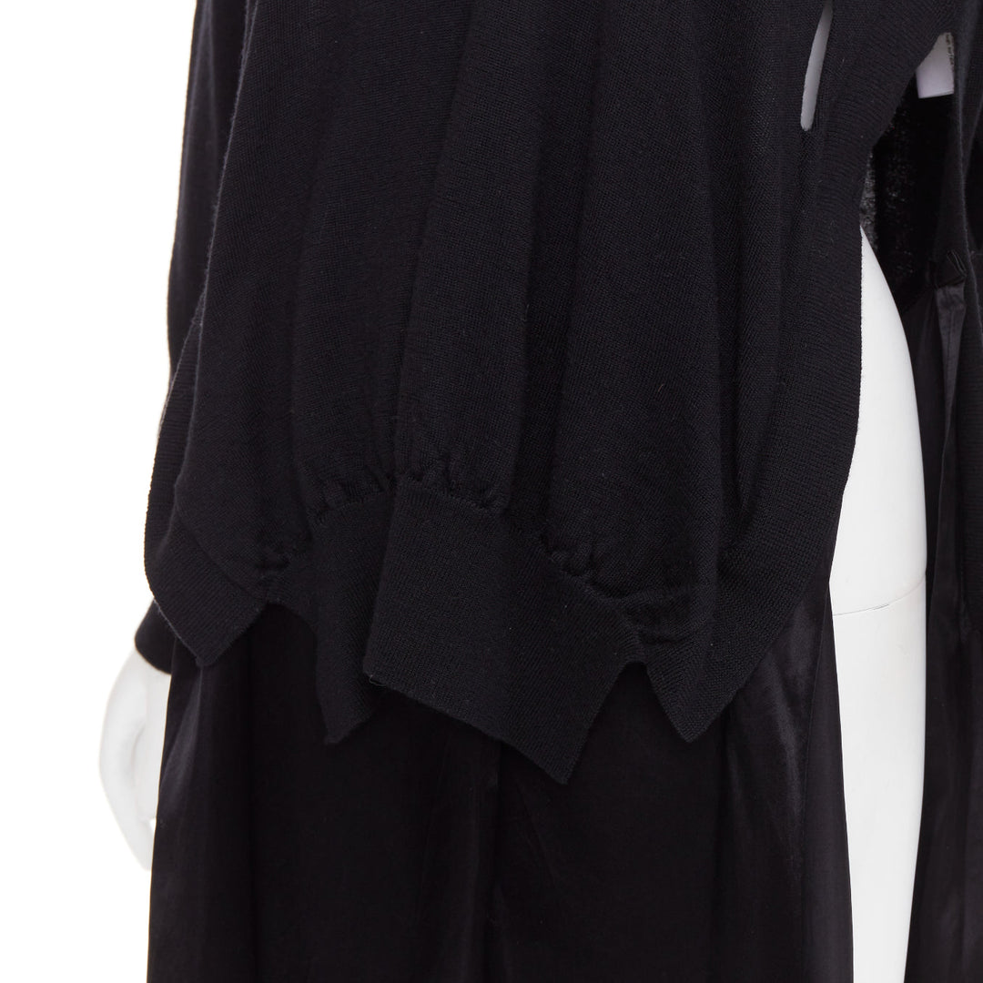 TOGA ARCHIVES Pulla black v neck layered satin slitted long dress