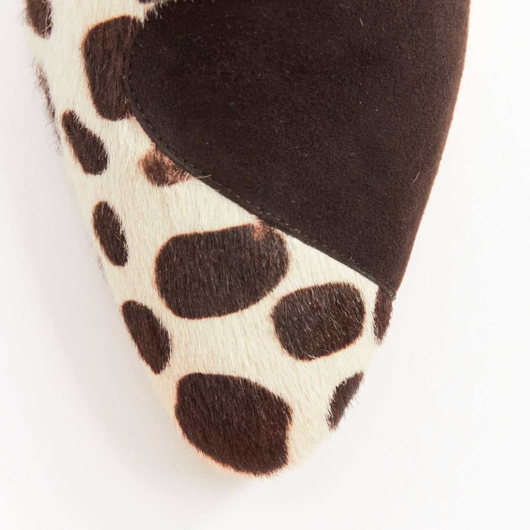 BRIAN ATWOOD Camoscio brown suede calf hair multi animal cut out booties EU38.5