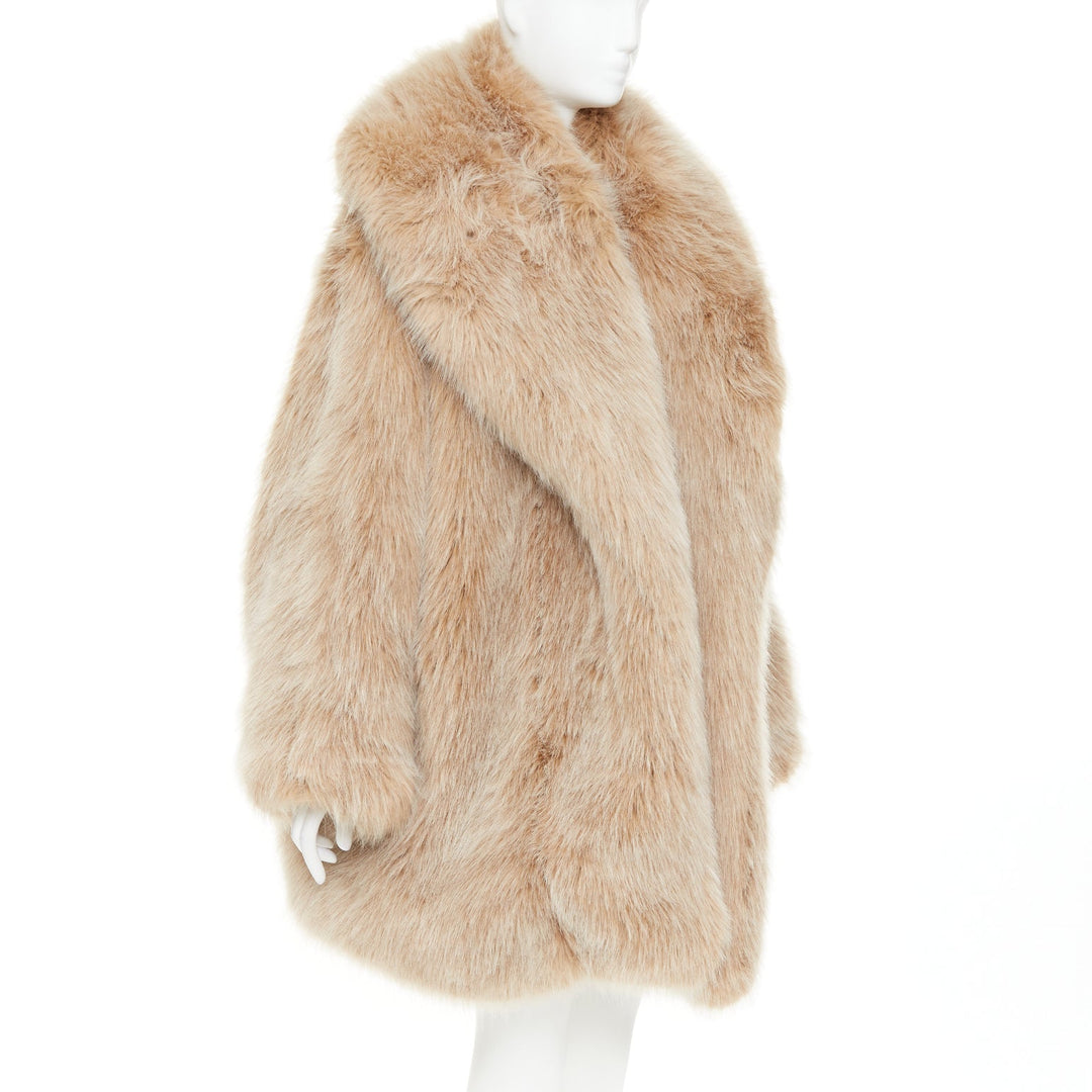 rare ALEXANDRE VAUTHIER SS2023 beige brown faux fur exaggerated collar coat