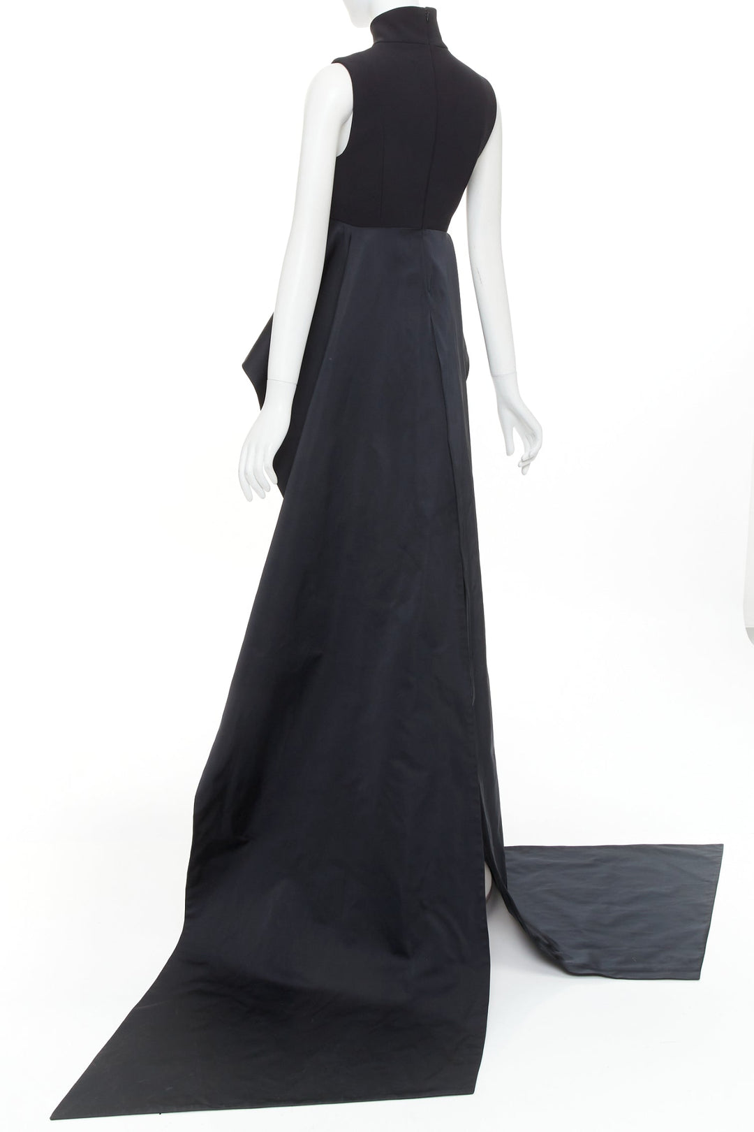 rare ALEXANDRE VAUTHIER COUTURE SS2025 Runway black taffeta train high low top
